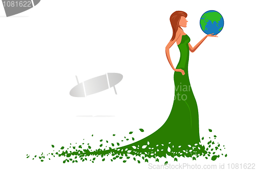 Image of fashion lady with globe