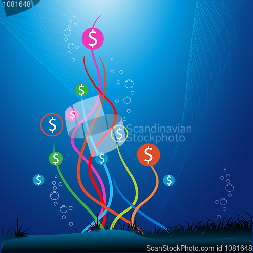 Image of dollar under water