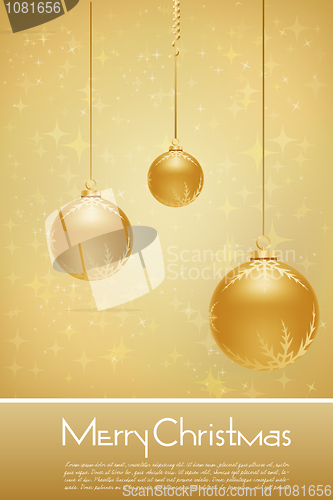 Image of golden merry christmas card