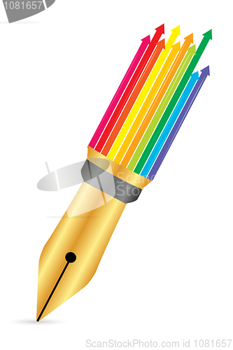 Image of pen with colorful arrow