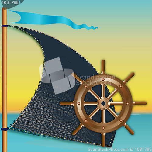 Image of Sail and steering wheel