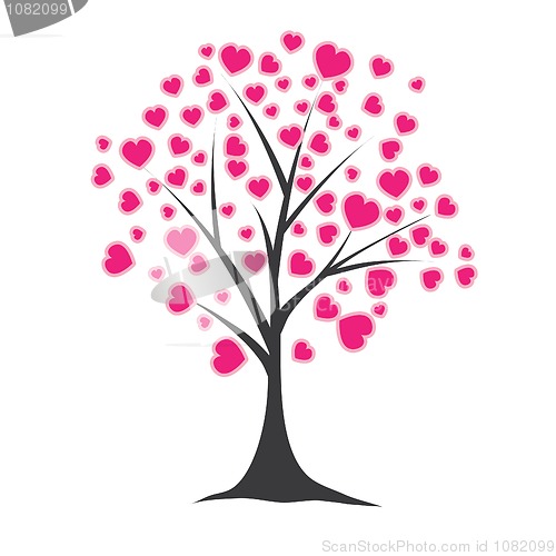 Image of Tree with hearts. Vector illustration