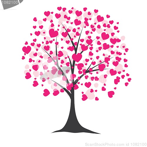 Image of Tree with hearts. Vector illustration