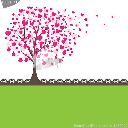 Image of Tree with hearts. Vector illustration