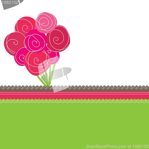 Image of Bouquet of pink roses. Vector illustration
