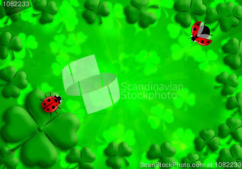 Image of Shamrock Leaves Lucky Ladybug for St Patricks Day