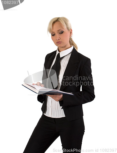 Image of Female with notebook.