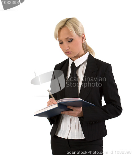 Image of Female with notebook.