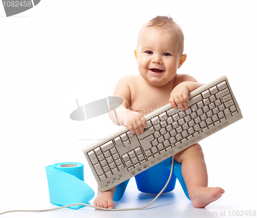 Image of Little child with keyboard