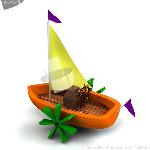 Image of Toy boat isolated on white