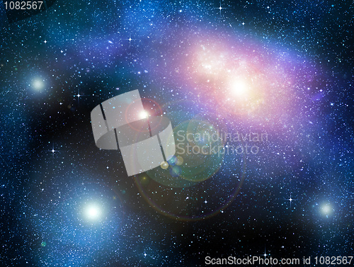 Image of starry deep outer space nebual and galaxy 