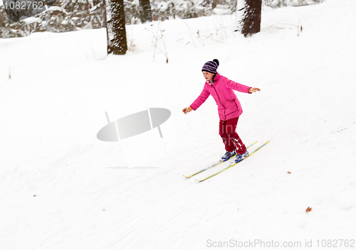 Image of Bright girl Skiing