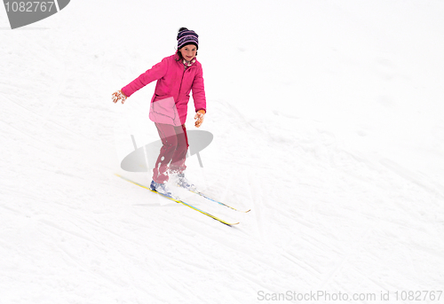 Image of Bright girl Skiing