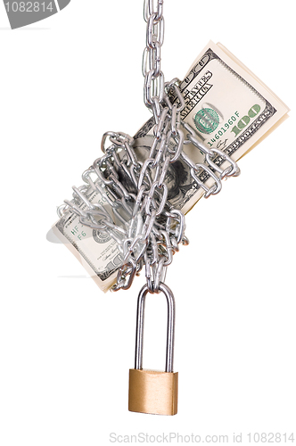 Image of padlock with dollars