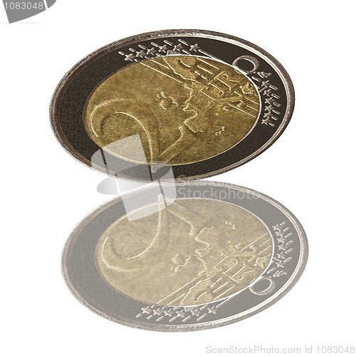 Image of Euro coin and reflection
