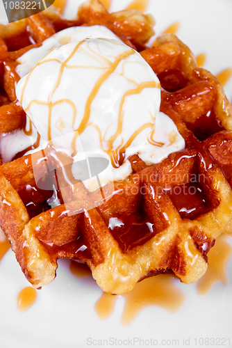 Image of Waffle and ice cream