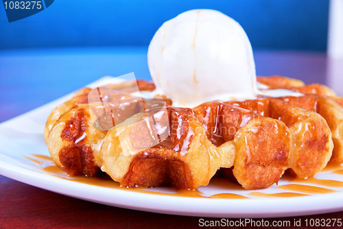 Image of Waffle and ice cream