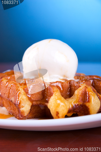 Image of Waffle and ice cream
