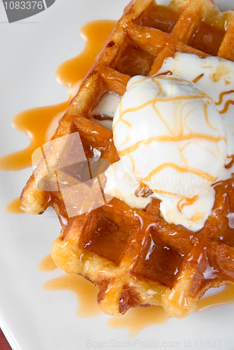 Image of Waffle and ice cream
