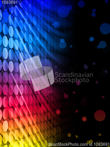 Image of Disco Abstract Colorful Waves on Black Background