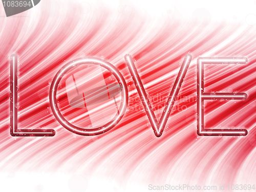 Image of Valentine Day Love Word Abstract Colorful Waves on White Backgro