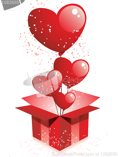 Image of Happy Valentine's Day  Gift with Hearts Balloons