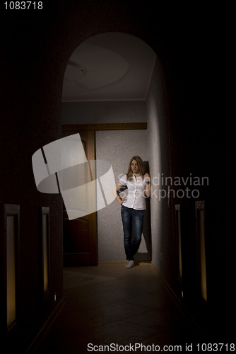 Image of  girl posing in the  corridor