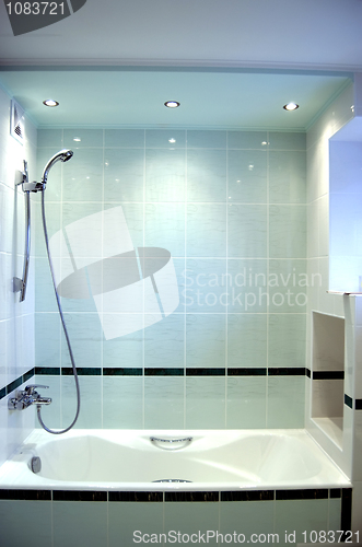 Image of Modern blue bathroom 