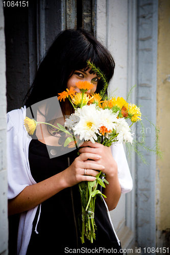 Image of Girl with bouquet