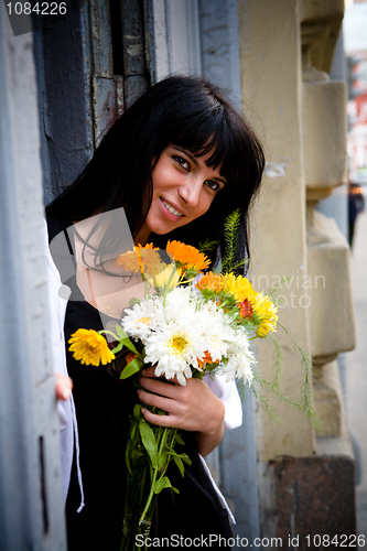 Image of Girl with bouquet