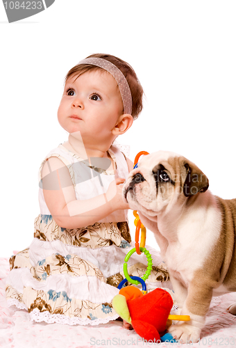 Image of Baby and puppy