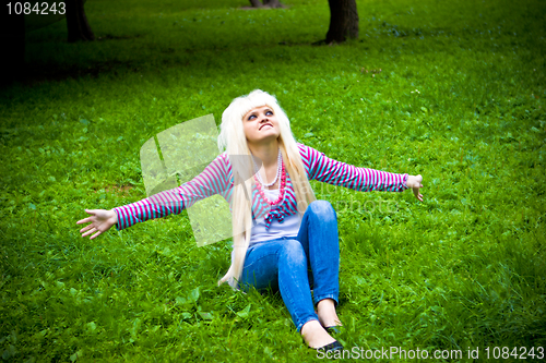 Image of Happy young blond woman