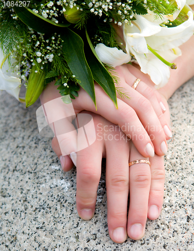 Image of hands of new married