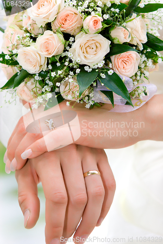 Image of hands of new married