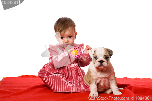 Image of Baby and puppy