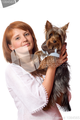 Image of Woman holding terrier