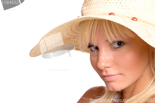 Image of Woman wearing straw