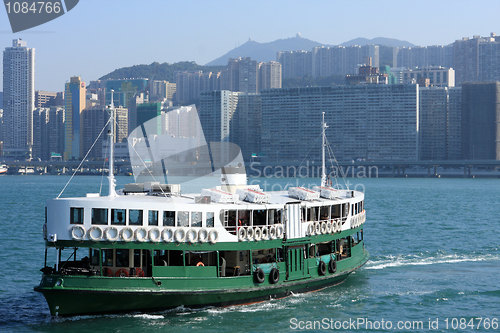 Image of Ferry boat in Victoria Harbor, Hong Kong 