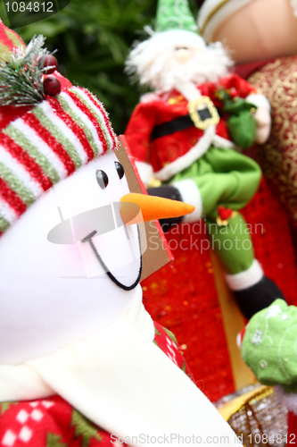 Image of Christmas background with Santa and snowm