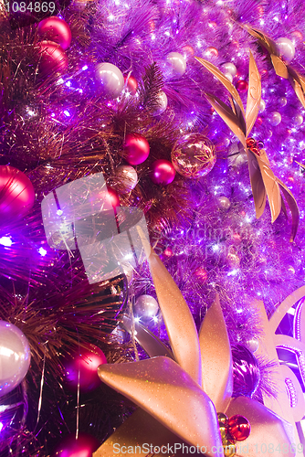 Image of christmas background with ball and flower 