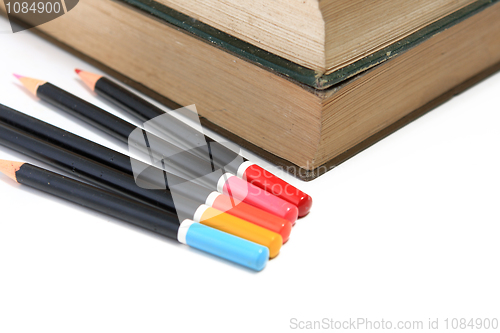 Image of Back to school concept with books and pencils 