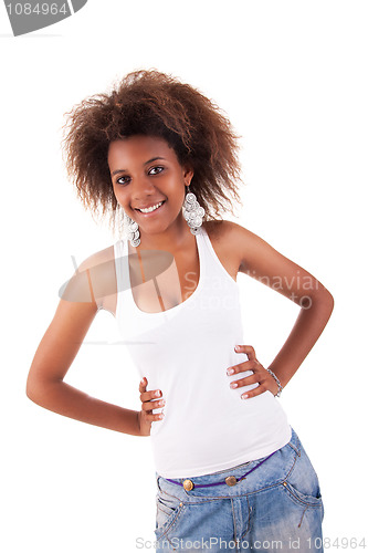 Image of beautiful black  woman, smiling