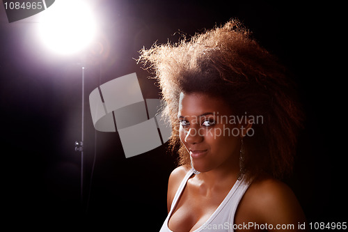 Image of beautiful black  woman, smiling