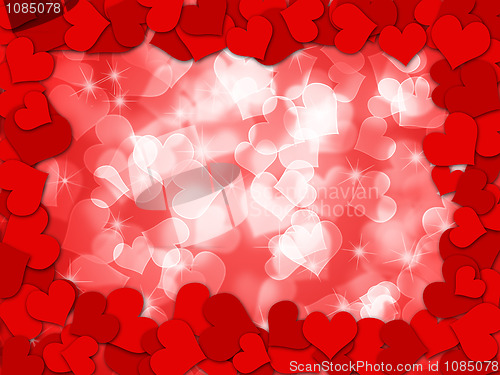 Image of Happy Valentines Day Hearts Border Bokeh