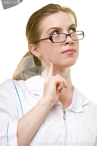 Image of woman specialist in white medical scrub