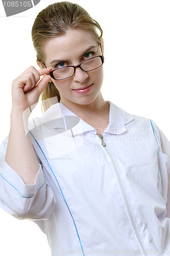 Image of woman medic wearing eyeglasses