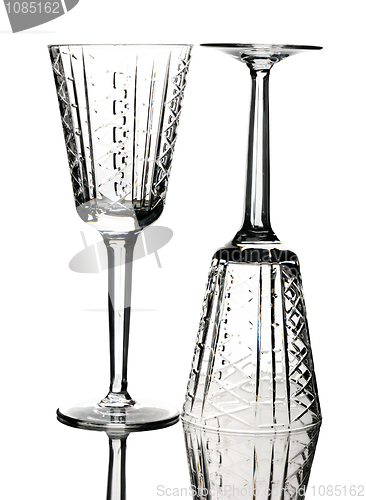 Image of Two crystal wine glasses, isolated.