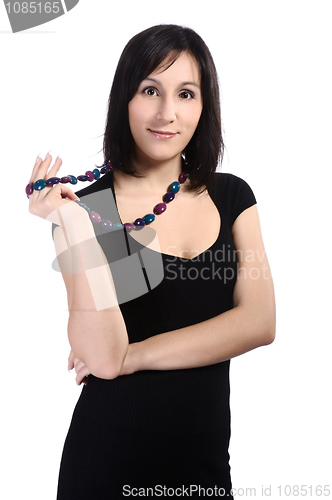 Image of Girl in black dress, isolated
