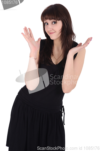 Image of Girl in black dress, isolated