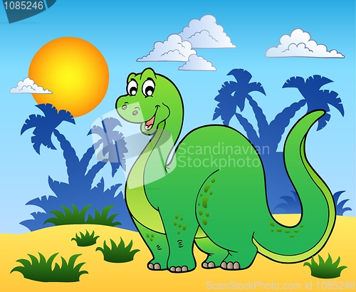 Image of Dinosaur in prehistoric landscape